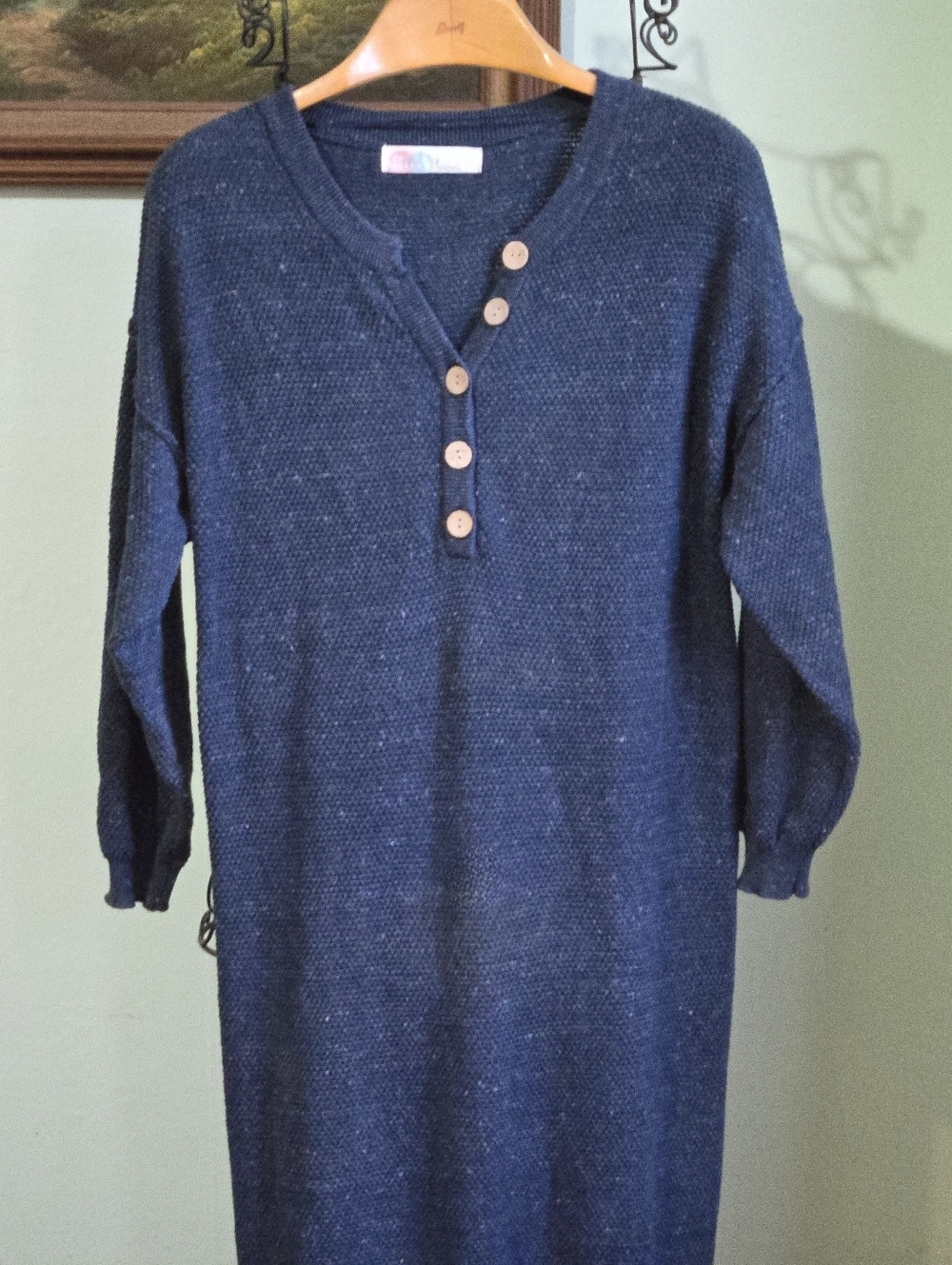 Free People Hailee Midi Sweater Dress  Navy Heather S FP Beach - Picture 3 of 10